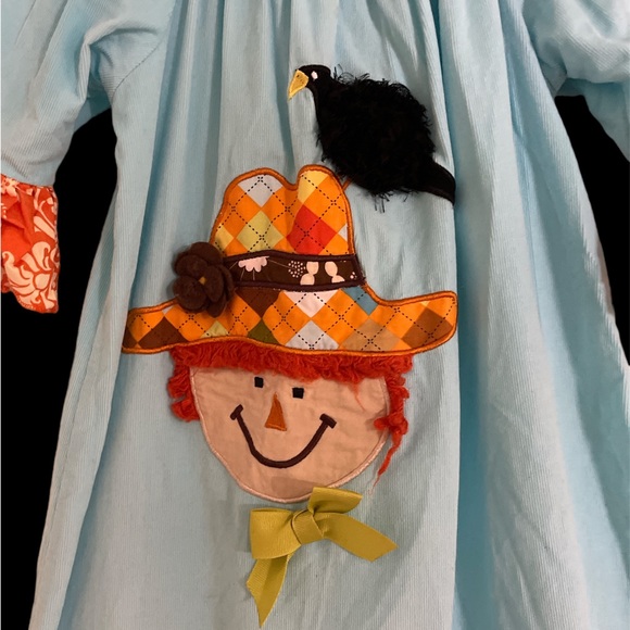 Is Jenns girls scarecrow Halloween thanksgiving applique holiday swing dress 8 - Picture 6 of 8